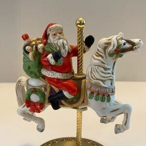 Vintage Santa riding carousel horse figurine holidays Home Interiors Homco #5117
